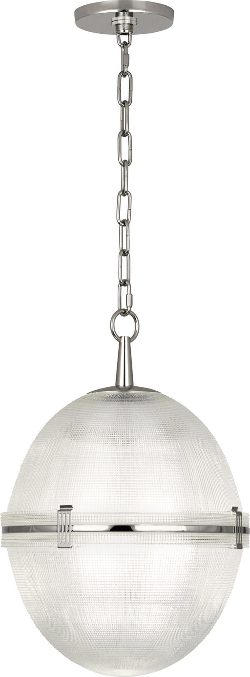 Brighton Pendant in Polished Nickel Finish with Clear Halophane Glass Shade - Lamps Expo