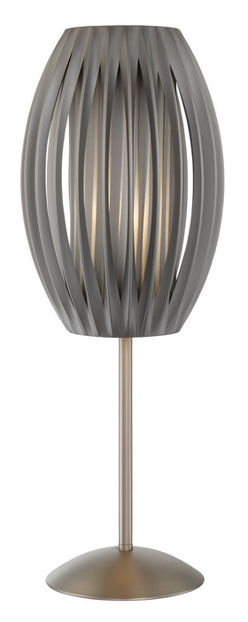 Table Lamp in Stainless Steel with Grey Pleated Shade, E27 Type A 60W