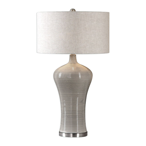 Uttermost's Dubrava Light Gray Table Lamp Designed by Jim Parsons
