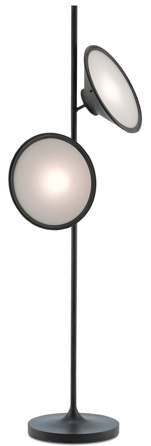 Bulat 2 Light Floor Lamp in Antique Black & White Opaque