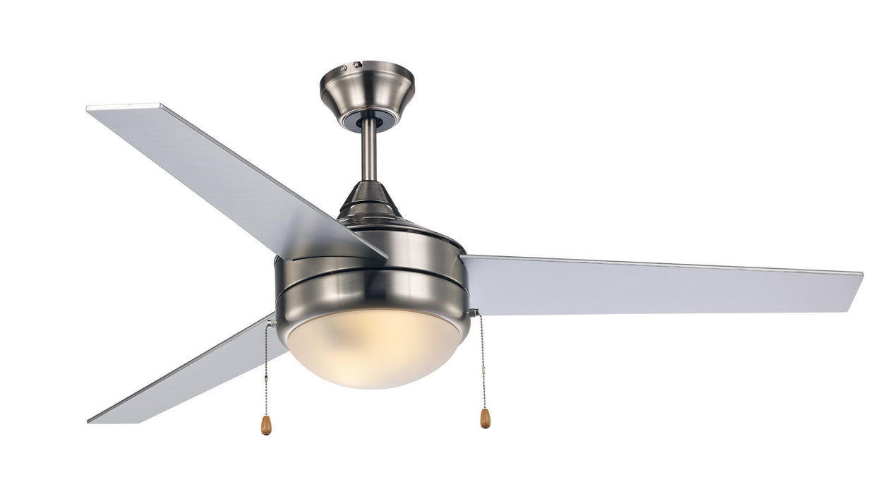 2-Light 52" Ceiling Fan in Brushed Nickel with White Frost Glass from Trans Globe Lighting, item number F-1008-1 BN/SIL