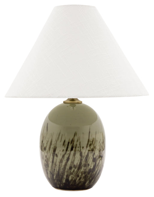 22.5 Inch Scatchard Table Lamp in Decorated Celadon with Cream Linen Hardback