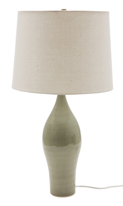 27 Inch Scatchard Table Lamp in Celadon with Off White Linen Hardback