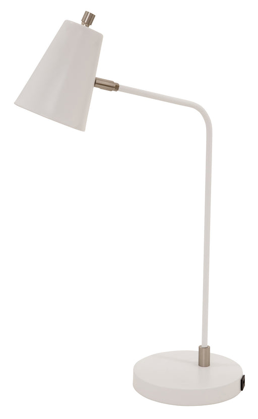 Kirby LED task Lamp in White with satin nickel Accents & USB port - Lamps Expo