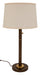 Rupert Three Way Table Lamp In Chestnut Bronze With Weathered Brass Accents And Usb Port with Off White Linen Hardback