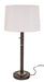 Rupert Three Way Table Lamp In Black With Satin Nickel Accents And Usb Port with White Linen Hardback