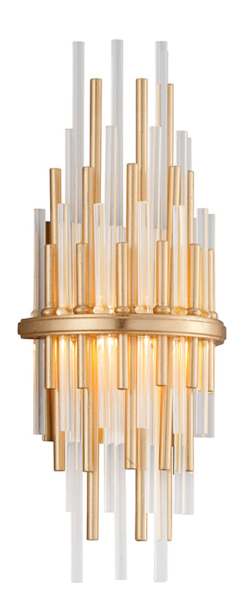 Theory 1-Light Wall Sconce in Gold Leaf / Polished Stainless - Lamps Expo
