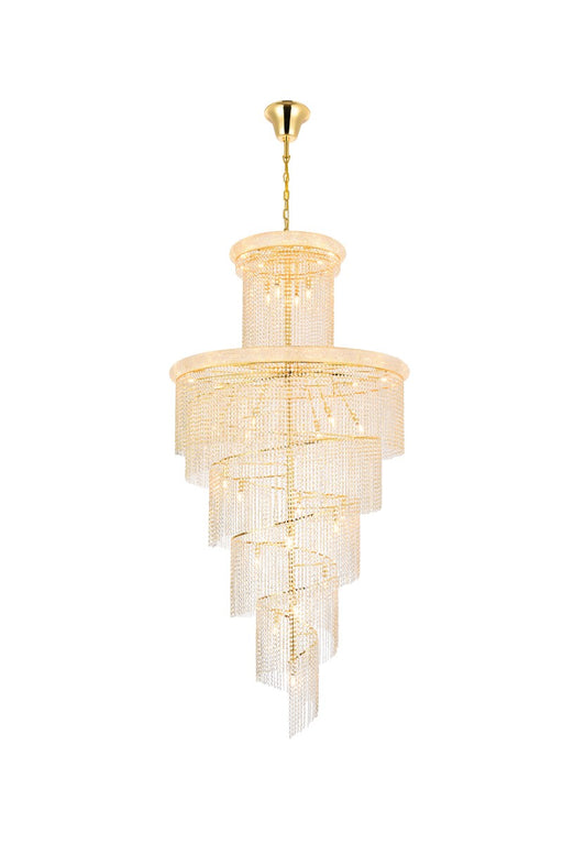 Spiral 41-Light Chandelier in Gold with Clear Royal Cut Crystal