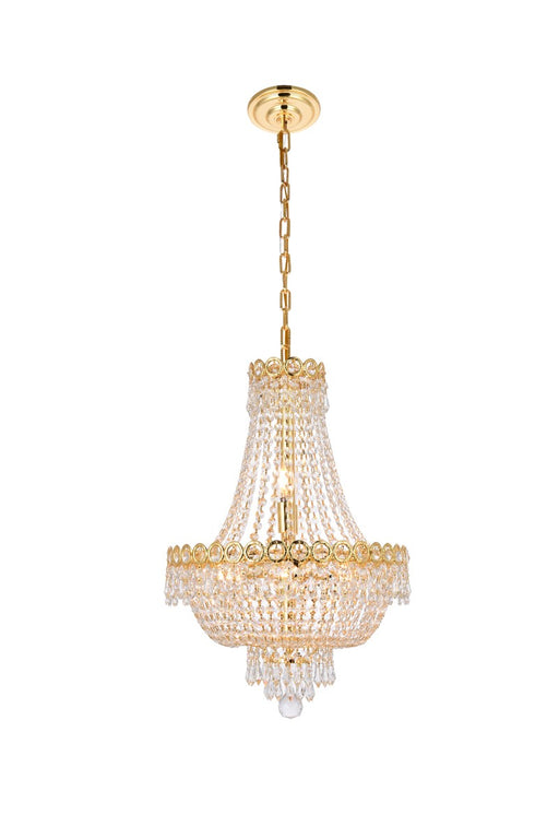 Century 8-Light Pendant in Gold with Clear Royal Cut Crystal