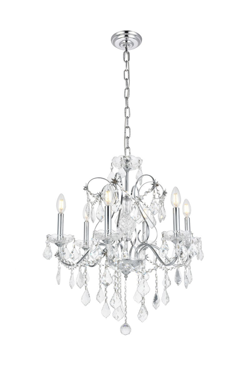 St. Francis 6-Light Chandelier in Chrome with Clear Royal Cut Crystal