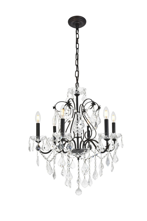 St. Francis 6-Light Chandelier in Dark Bronze with Clear Royal Cut Crystal