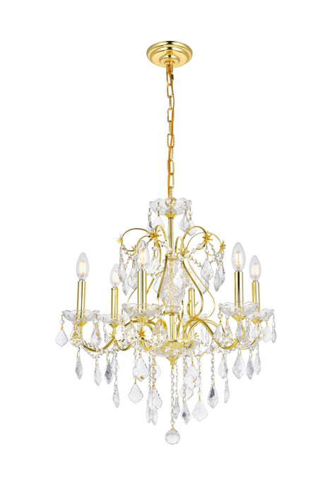 St. Francis 6-Light Chandelier in Gold with Clear Royal Cut Crystal