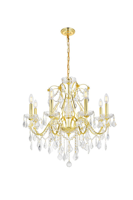 St. Francis 8-Light Chandelier in Gold with Clear Royal Cut Crystal