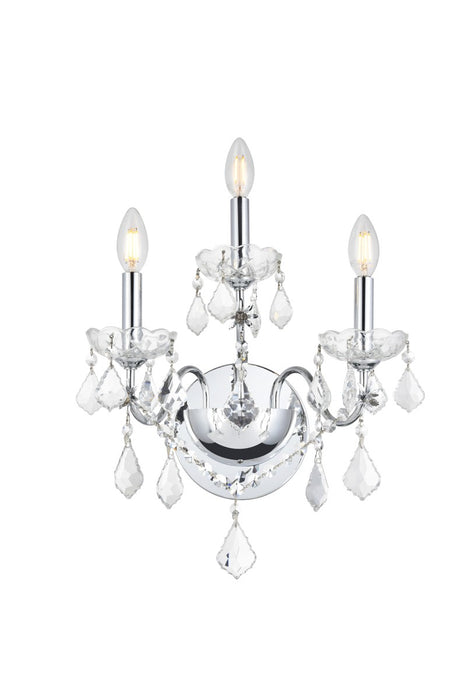 St. Francis 3-Light Wall Sconce in Chrome with Clear Royal Cut Crystal