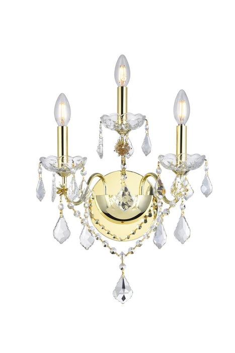 St. Francis 3-Light Wall Sconce in Gold with Clear Royal Cut Crystal