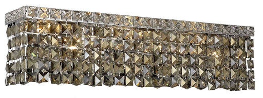 Maxime 3-Light Wall Sconce in Chrome with Golden Teak (Smoky) Royal Cut Crystal