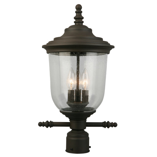 Pinedale 3x60W Outdoor Post Light With Matte Bronze Finish & Clear Seeded Glass