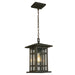 Arlington Creek 1x60W Outdoor Pendant With Matte Bronze Finish & Clear Seeded Glass
