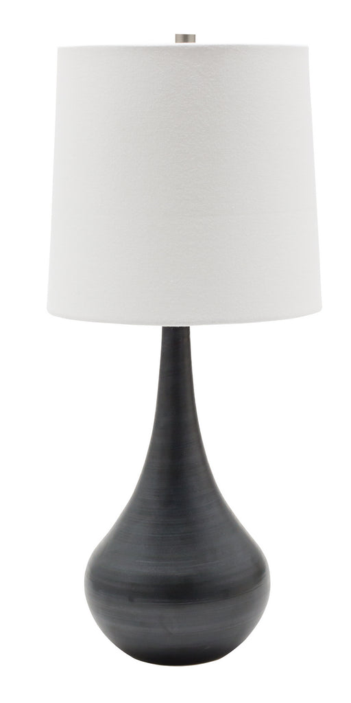 22.5 Inch Scatchard Table Lamp in Black Matte with White Linen Hardback