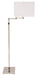 56.5 Inch Somerset Swing Arm Floor Lamp in Polished Nickel with Fine White Linen Hardback