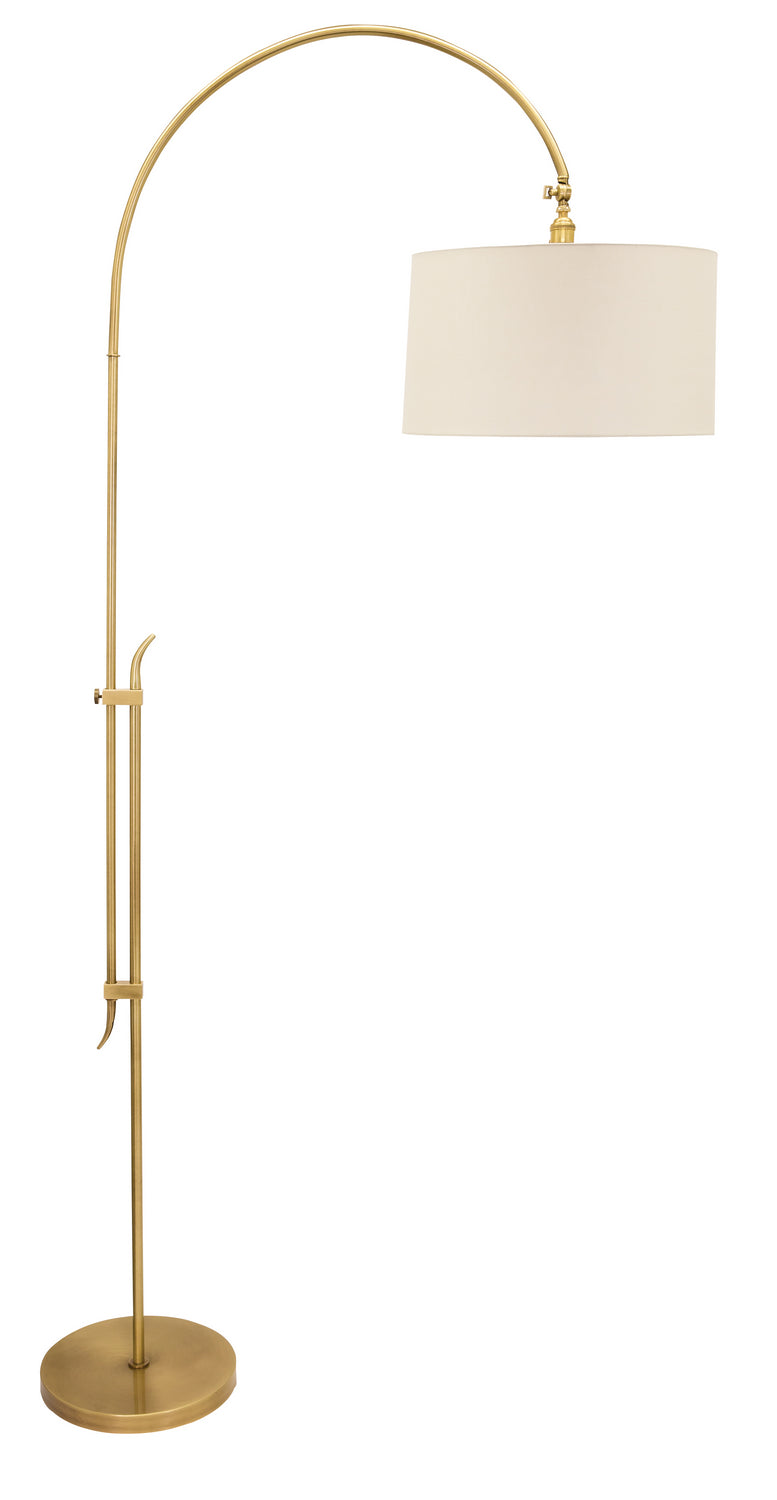 84 Inch Windsor Adjustable Floor Lamp in Antique Brass with Off White Linen Hardback