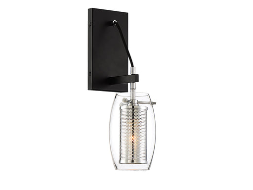 Dunbar 1-Light Sconce in Matte Black with Polished Chrome Accents