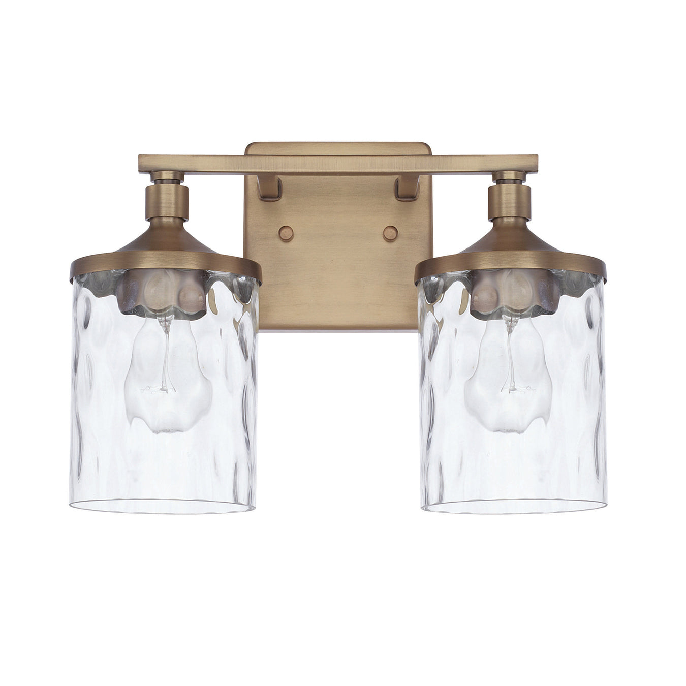 Colton Two Light Vanity in Aged Brass