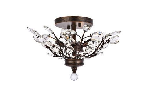 Orchid 4-Light Flush Mount in Dark Bronze with Clear Royal Cut Crystal