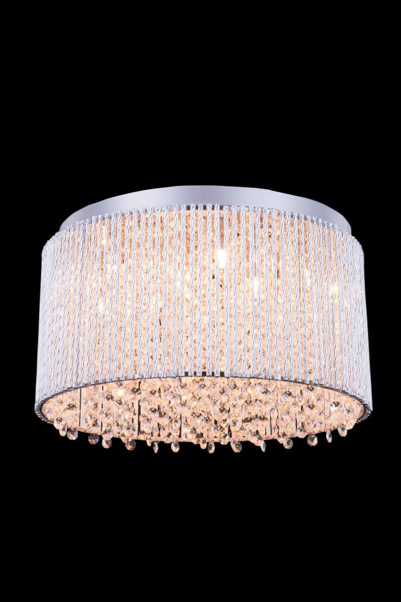 Influx 10-Light Flush Mount in Chrome with Clear Royal Cut Crystal