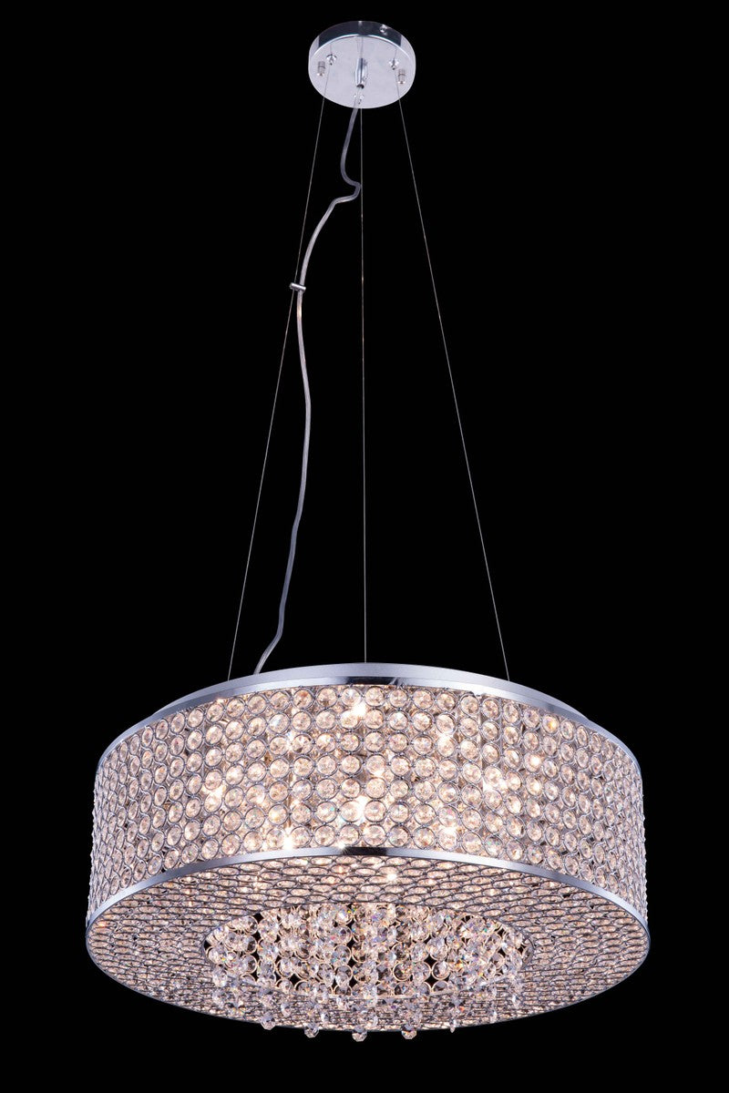 Amelie 8-Light Pendant in Chrome with Clear Royal Cut Crystal