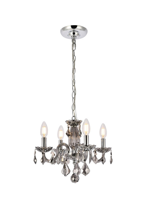 Rococo 4-Light Pendant in Silver Shade with Silver Shade (Grey) Royal Cut Crystal