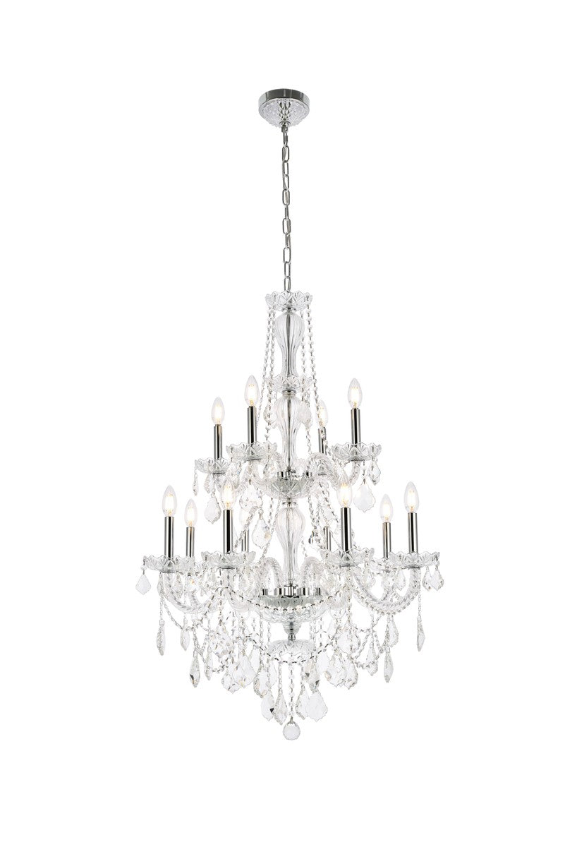 Giselle 12-Light Chandelier in Chrome with Clear Royal Cut Crystal
