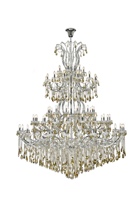 Maria Theresa 84-Light Chandelier in Chrome with Golden Teak (Smoky) Royal Cut Crystal