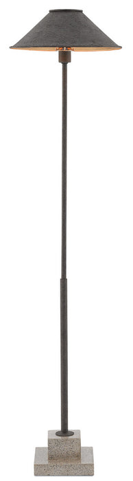 Fudo 1 Light Floor Lamp in Polished Concrete with Mole Black/Contemporary Gold Leaf Interior Shade