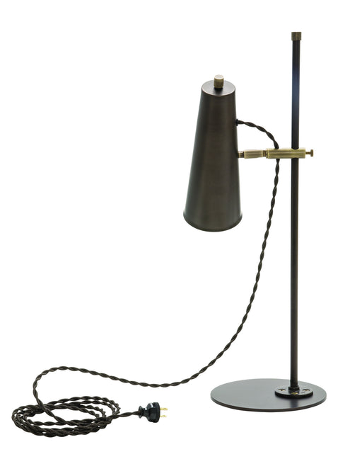 Norton Adjustable LED Table Lamp in Chestnut Bronze with Antique Brass Accents