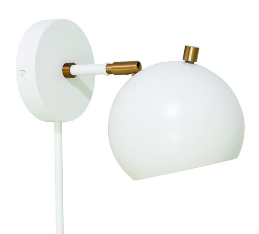Orwell LED Wall Lamp in White with Weathered Brass Accents