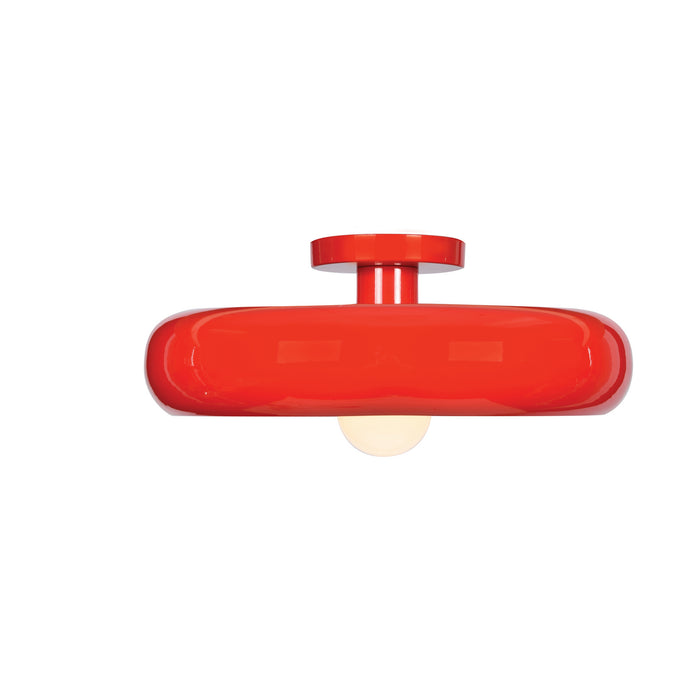 Bistro (s) Round Colored LED Semi Flush Mount in Red and Silver Finish