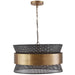 Loren Four Light Pendant in Patinaed Brass and Black