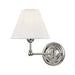 Classic No.1 1 Light Wall Sconce in Polished Nickel with Off White Silk Shade