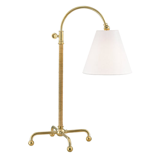 Curves No.1 1 Light Table Lamp W/ Rattan Accent in Aged Brass