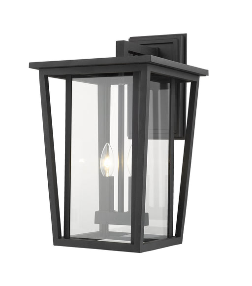 Seoul 2-Light Outdoor Wall Sconce in Black with Clear Glass - Lamps Expo
