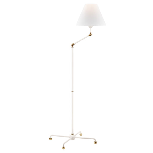 Classic No.1 1 Light Floor Lamp in Aged Brass/White