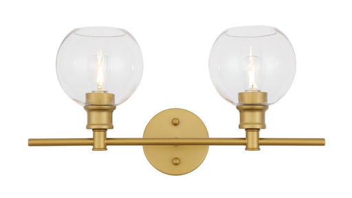 Collier 2-Light Wall Sconce in Brass & Clear Glass