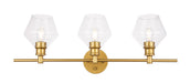 Gene 3-Light Wall Sconce in Brass & Clear Glass