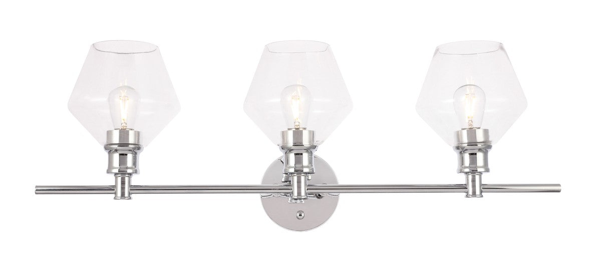 Gene 3-Light Wall Sconce in Chrome & Clear Glass