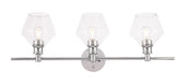 Gene 3-Light Wall Sconce in Chrome & Clear Glass