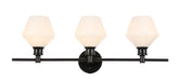 Gene 3-Light Wall Sconce in Black & Frosted White Glass