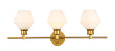 Gene 3-Light Wall Sconce in Brass & Frosted White Glass