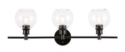 Collier 3-Light Wall Sconce in Black & Clear Glass