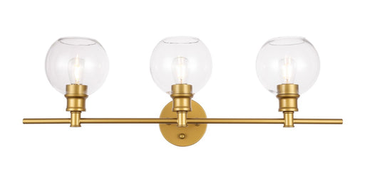 Collier 3-Light Wall Sconce in Brass & Clear Glass